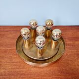 Large ceiling light in brass and blown bubble glass, Glasshütte Limburg, 1970.