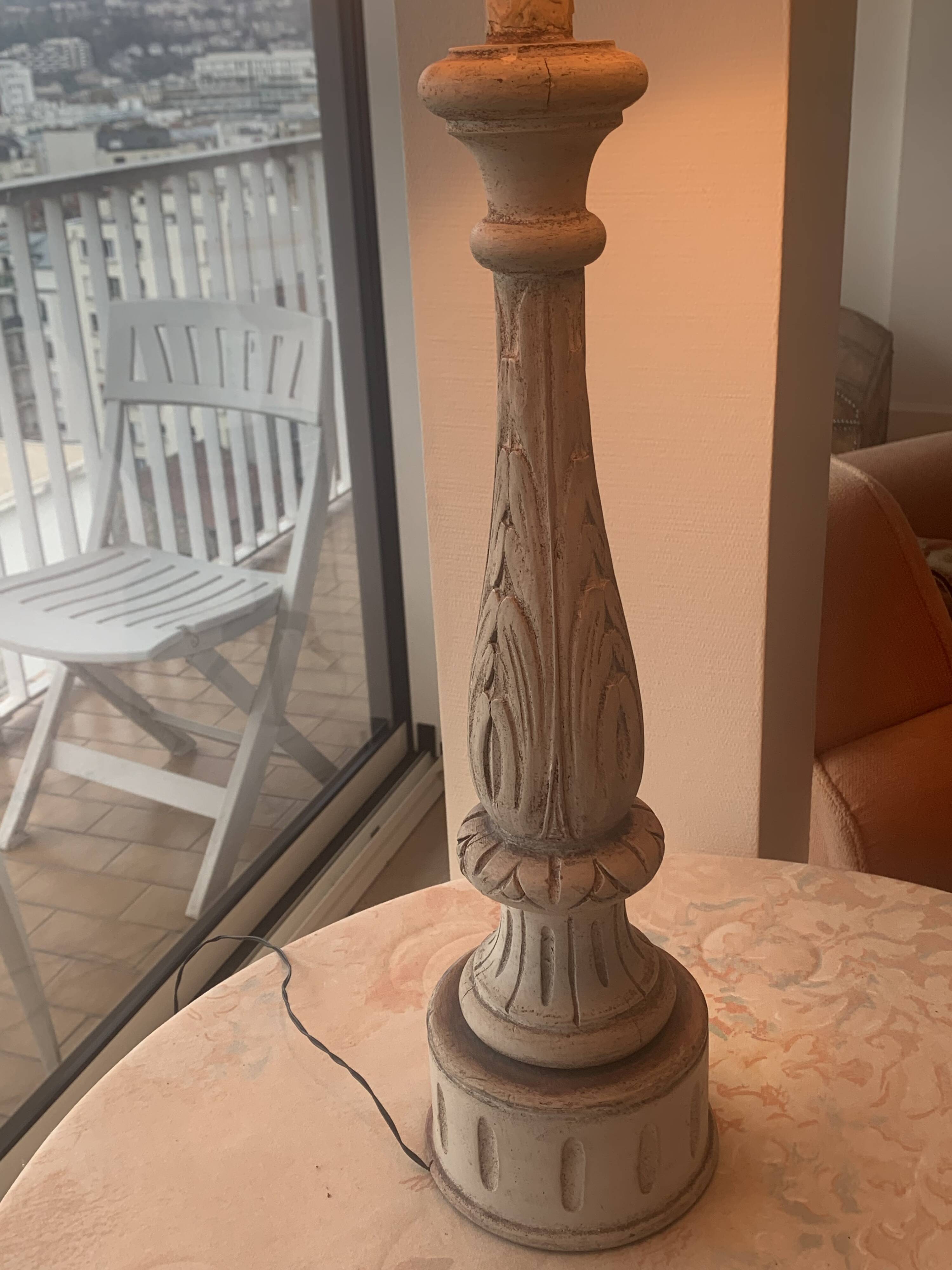 large Venetian style spruce wood lamp