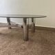 Table basse métal chromé verre fumé années 70