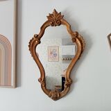 Miroir Italien baroque en résine doré années 60