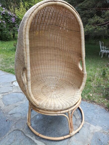 Cocoon armchair in rattan