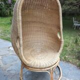 Cocoon armchair in rattan