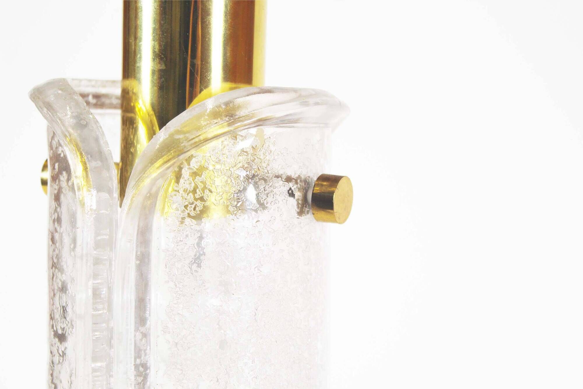 Petite brass and bubble glass pendant chandelier by Glashutte Limburg