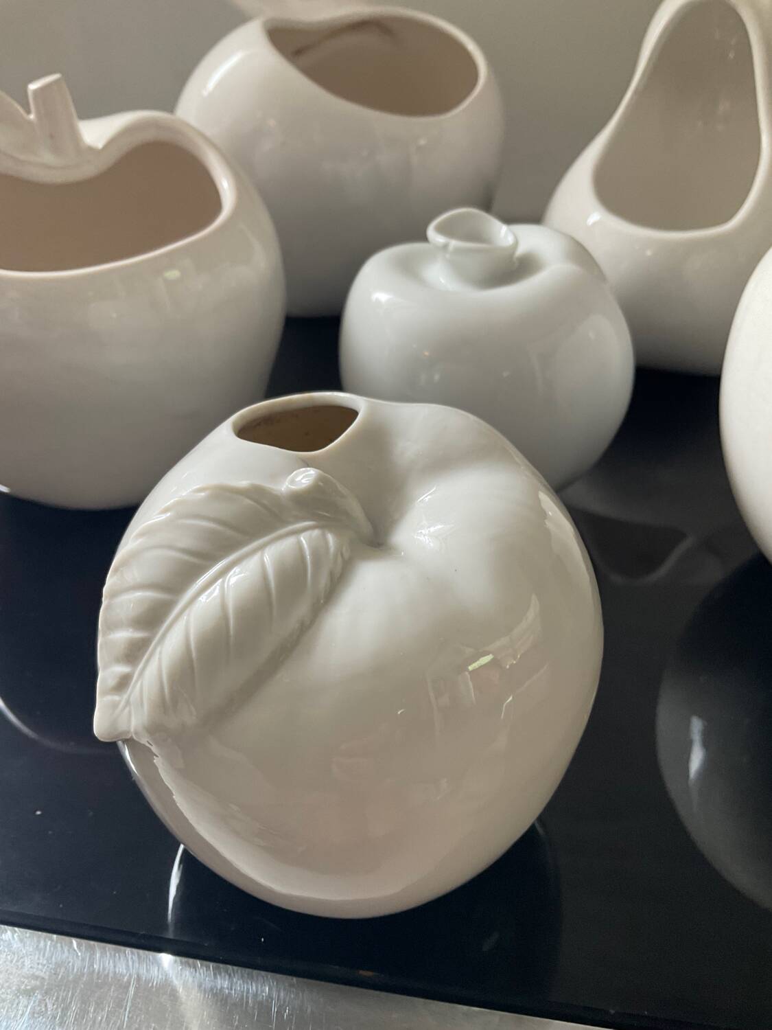 Set of 6 vintage ceramic fruit vases/cachepots
