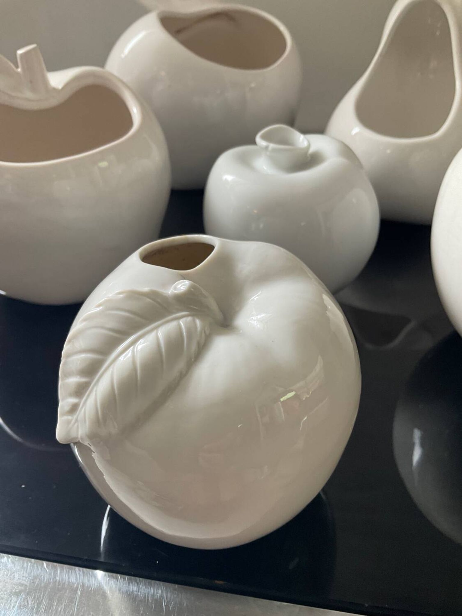 Set of 6 vintage ceramic fruit vases/cachepots