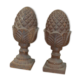 Cast iron pine cones pilaster tops