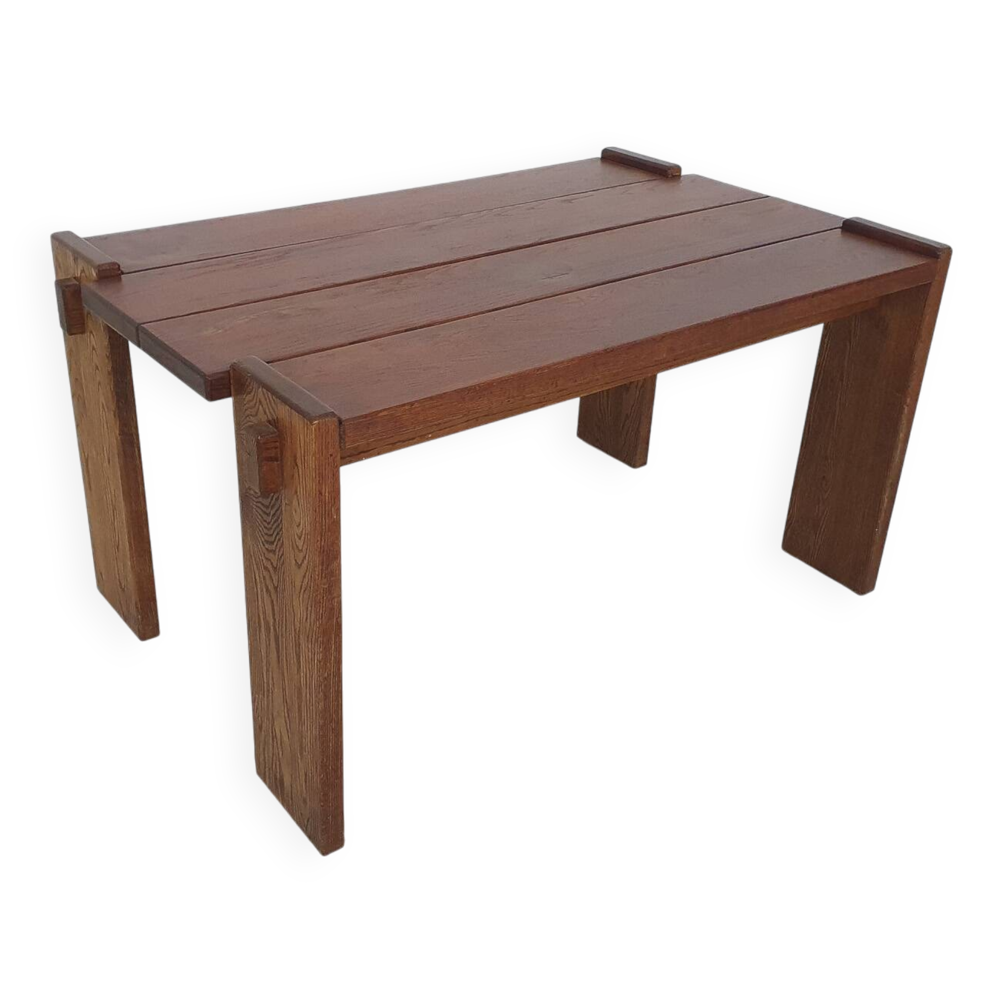 Table de salle à manger en chêne massif, Pays-Bas, années 1970