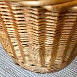Vintage pouf braided wicker storage chest