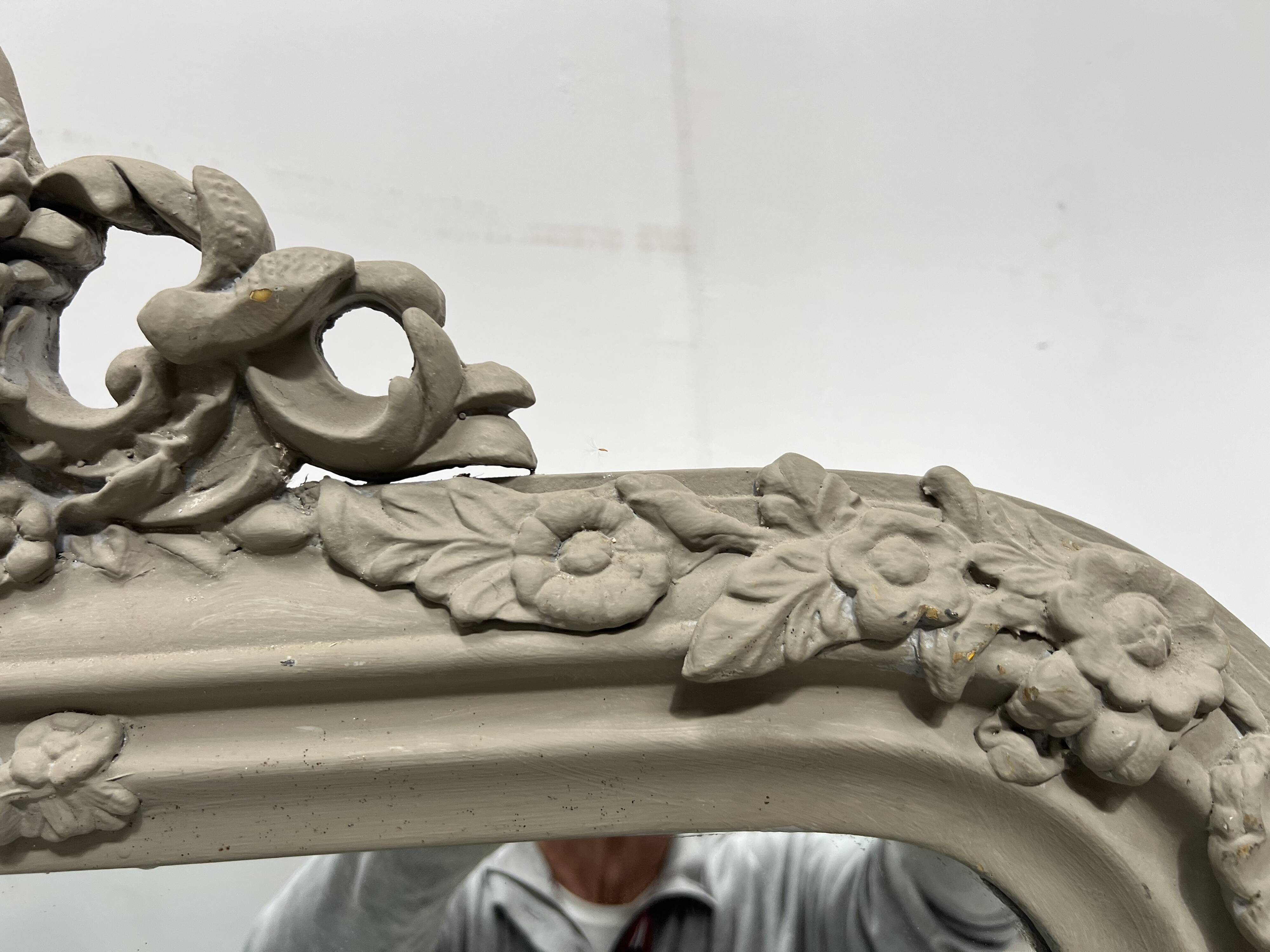 Louis XV style mirror in wood and patinated stucco, 20th century