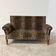 Vintage leopard velvet sofa / wall sofa with drop-down arms, France.