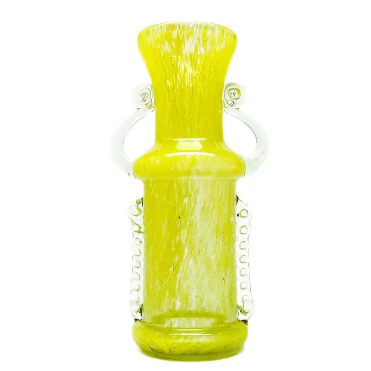 Vase postmoderne, verre jaune, Pologne, années 1970