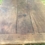Table de ferme de cuisine en chêne et châtaignier XVIIIe avec deux tiroirs 196/87-78h
