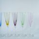 set of 5 colored glass champagne flutes Design 1970
