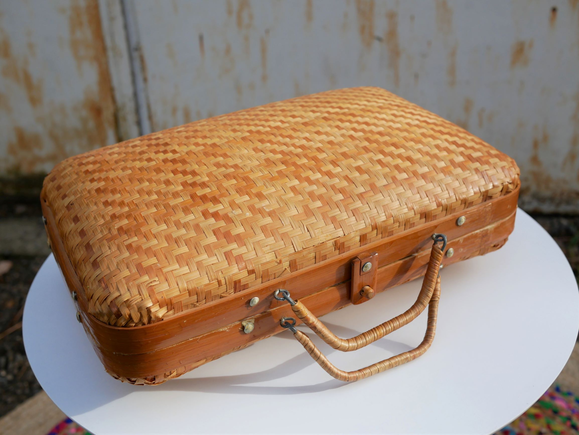 Suitcase vintage wicker