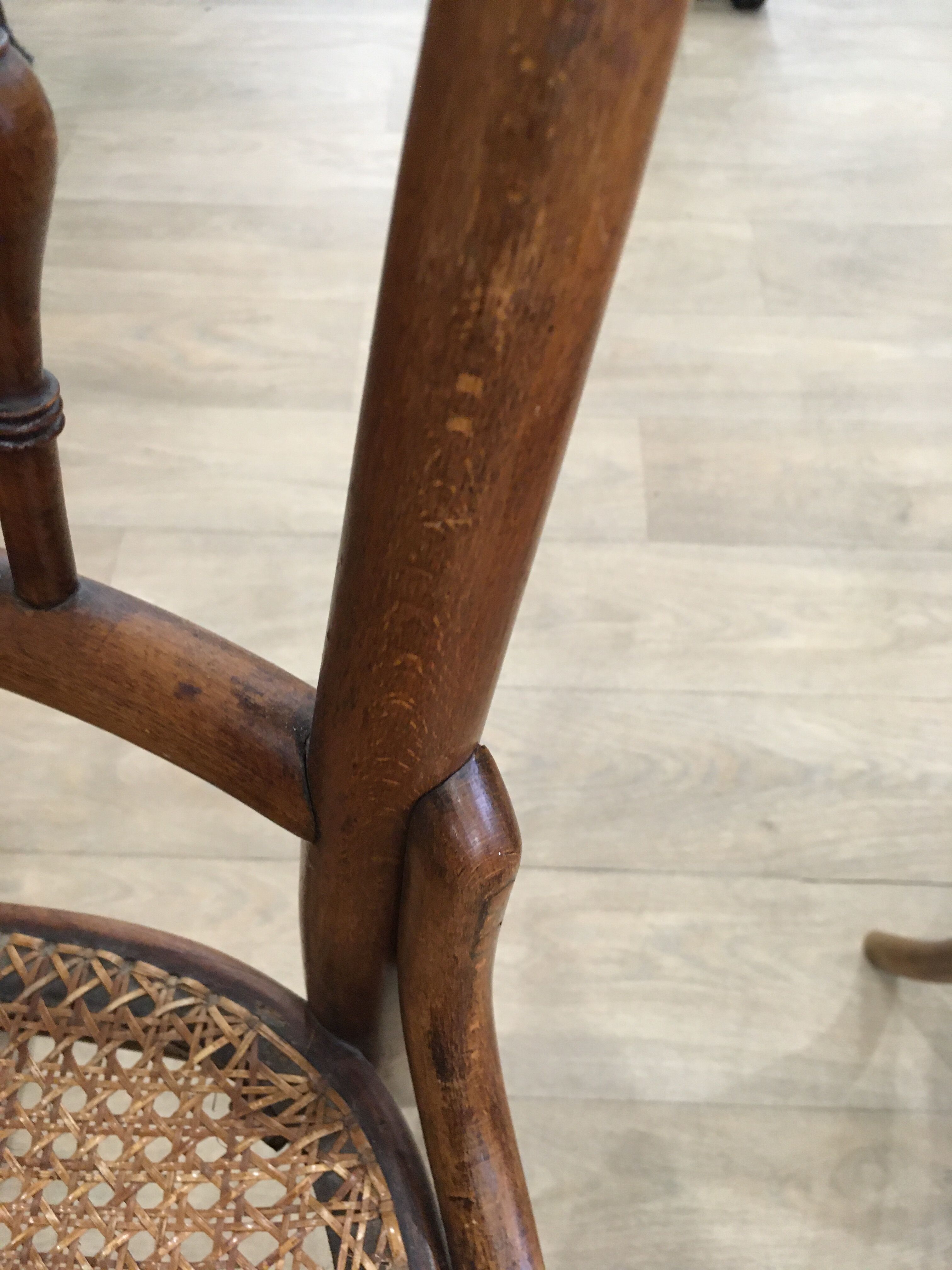 4 old wooden bistro chairs