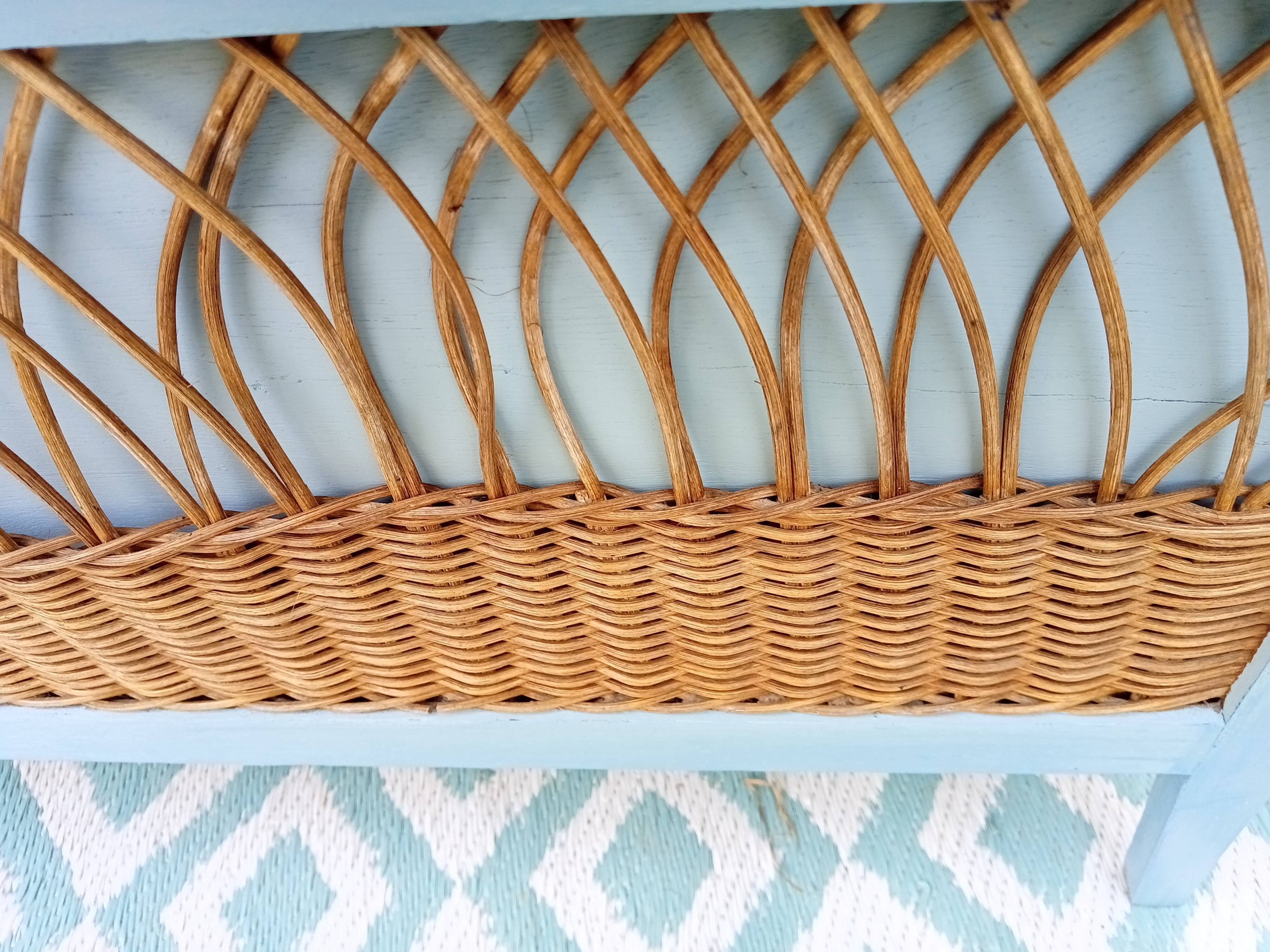 Wooden and rattan chest