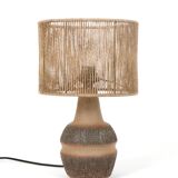 Handmade Søholm / Einar Johansen ceramic table lamp with jute lampshade / Mid-century Danish modern design / 1960s / 1970s