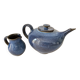 Teapot and milk jug set in glazed ceramic (cobalt blue) design