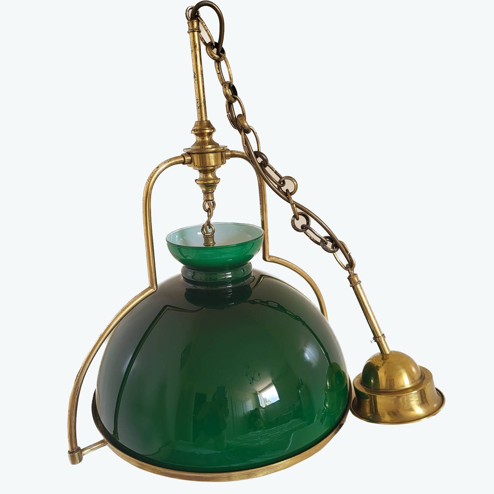 Vintage green opaline pendant light