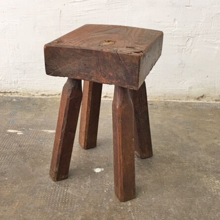 Raw wood milking stool