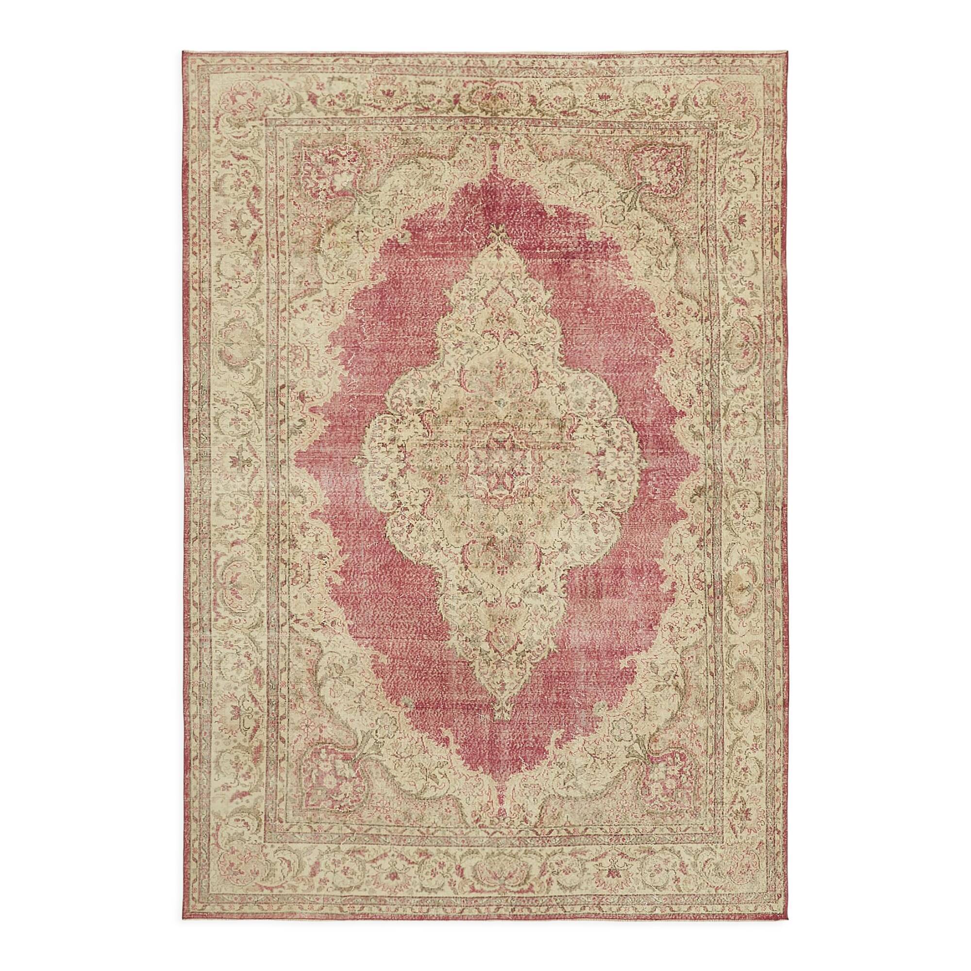 Handmade turkish contemporary 1980s beige wool carpet