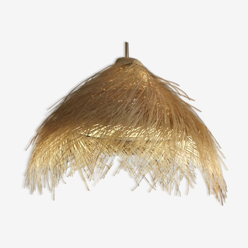 Hanging in palm straw bohemian chandelier lamp Suspended in Vegetable fiber Wicker