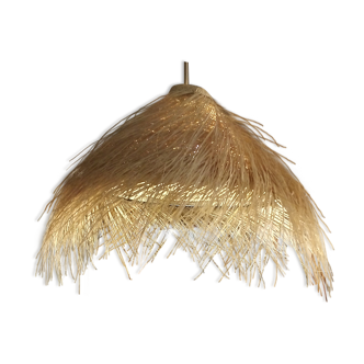 Hanging in palm straw bohemian chandelier lamp Suspended in Vegetable fiber Wicker