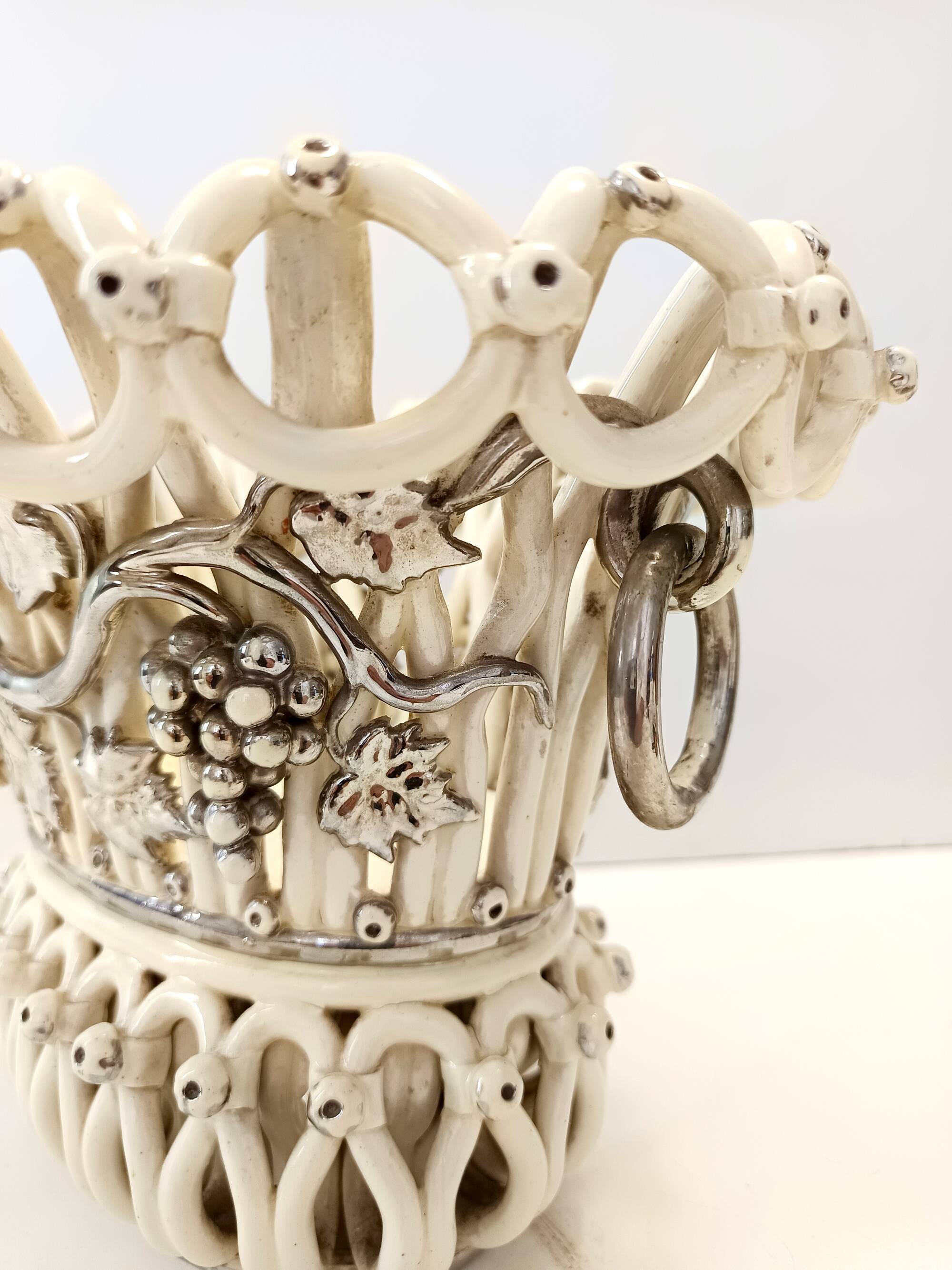 Creamy White Ceramic Fruit Bowl or Centerpiece by Charles de Boissimon