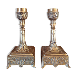 Paire de bougeoir en - bronze