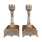 Pair of bronze candlesticks