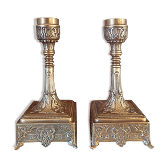 Pair of bronze candlesticks