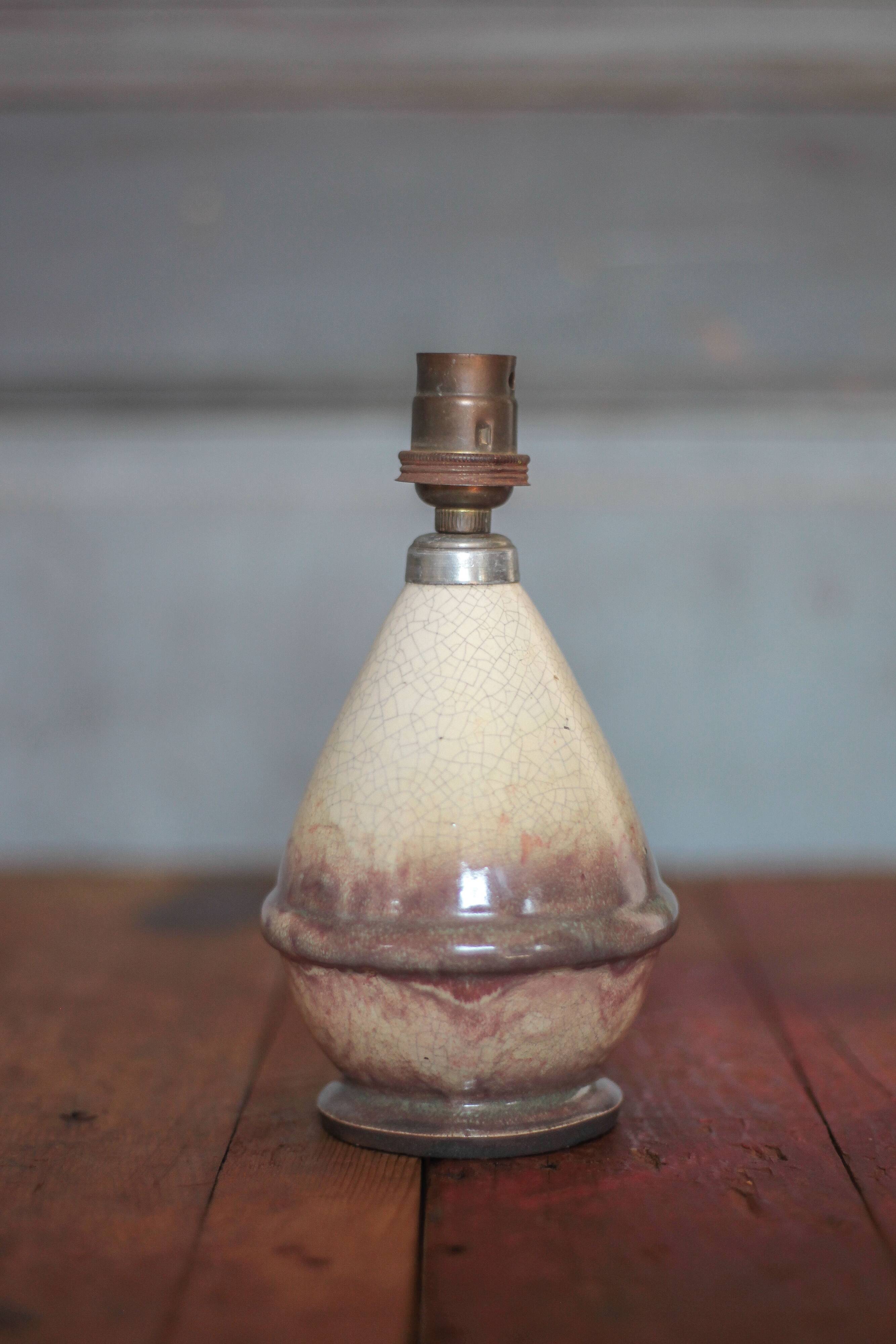 Vintage lamp, crackled glazed stoneware lamp, table lamp, bedside lamp.