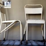 Paire de chaises tube métal mobilier industriel début XXème