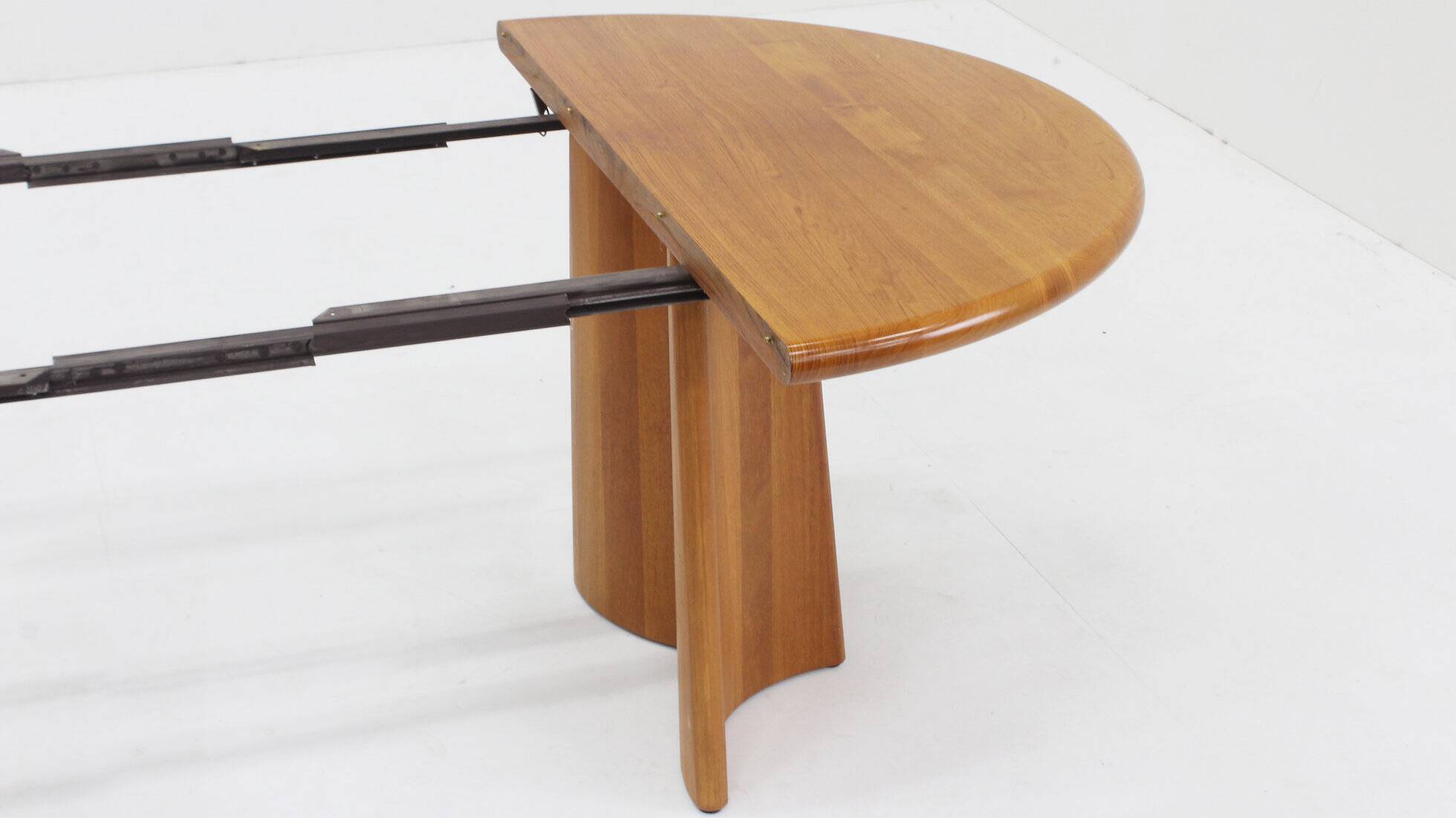 Vintage Danish round extendable dining table solid teak 1960s