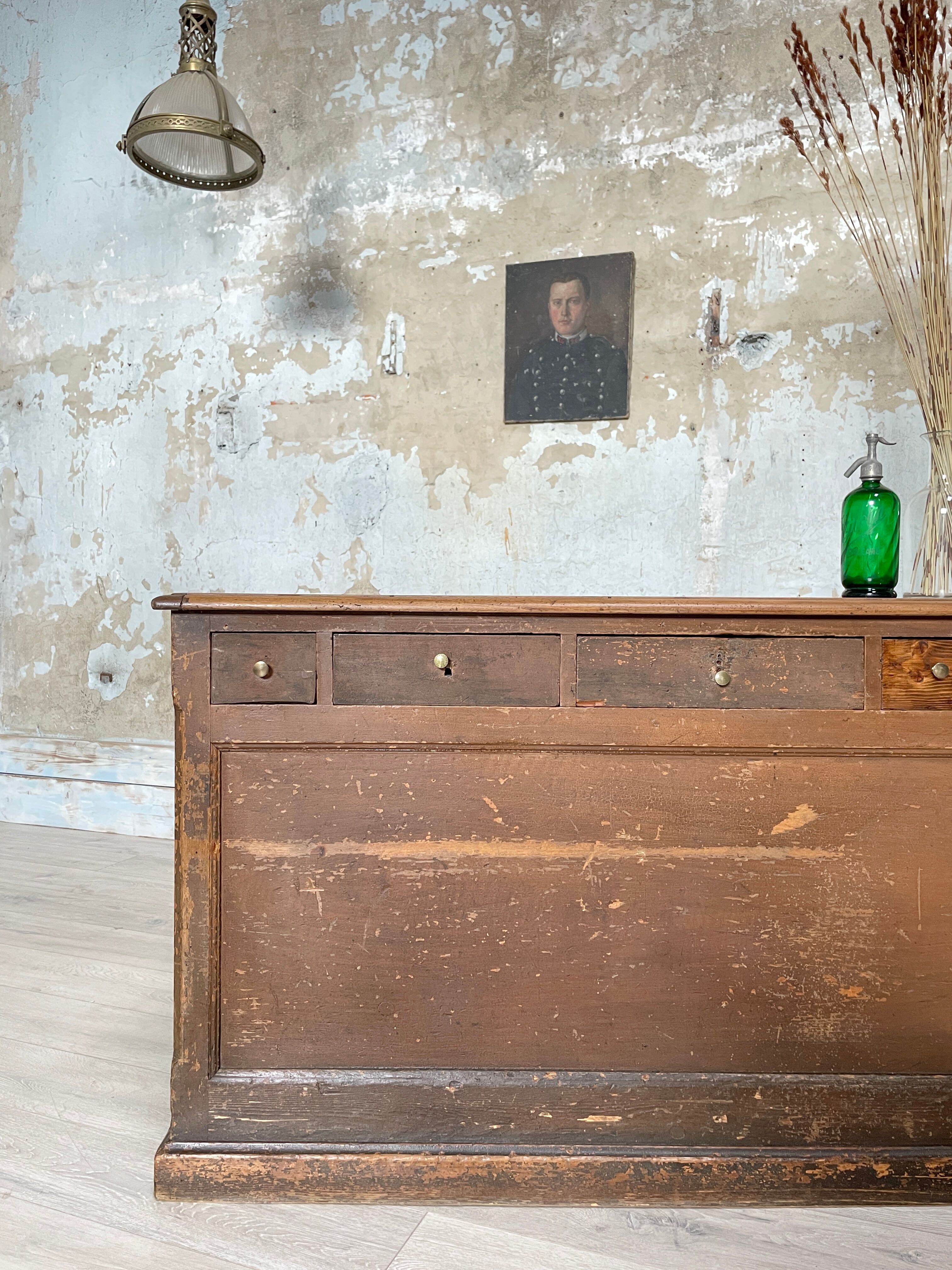 Double-sided trade counter with drawers, circa 1900
