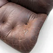Canapé en cuir marron et chrome, années 1970