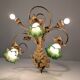 Art Nouveau Chestnut Leaf and Green Glass Sconce, 1900s