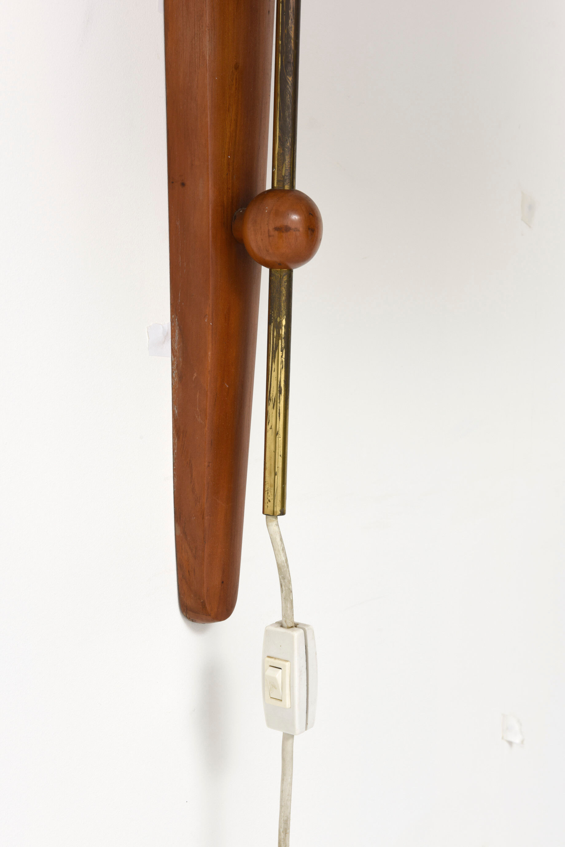 Mid-Century Danish Adjustable Teak and Brass Wall Lamp, 1958