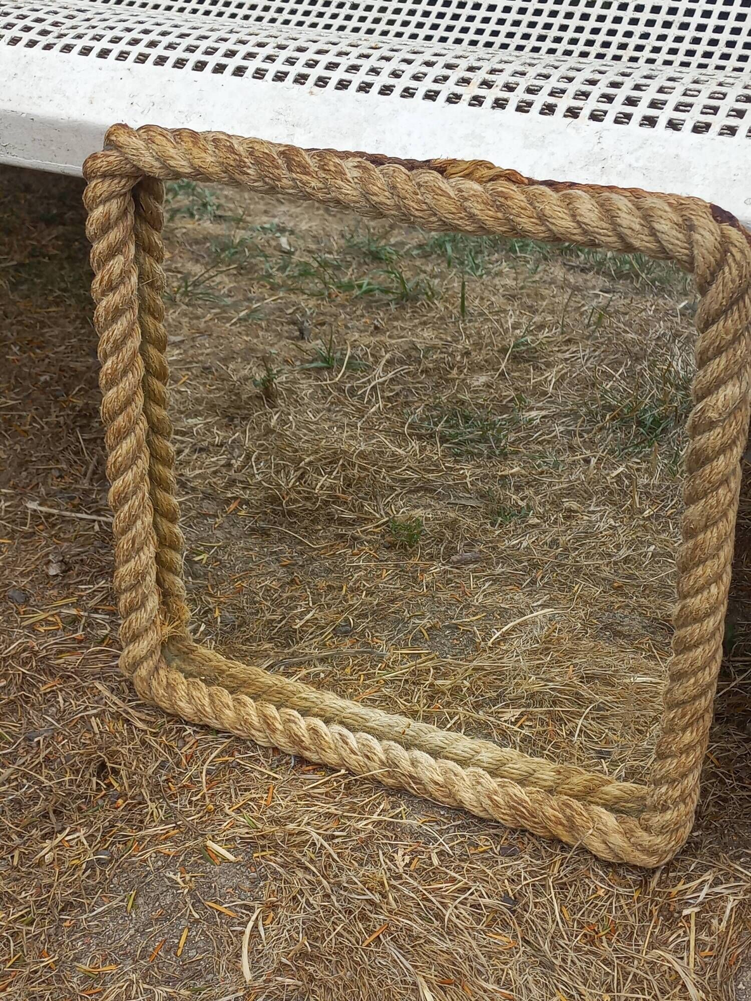Set of 2 Audoux and Minet mirrors with rope from the 1950s.