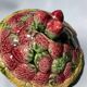 Confiturier vintage Sarreguemines en barbotine – Décor fraises – Ensem
