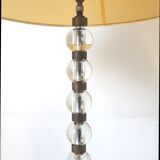 Art deco floor lamp in oak and glass