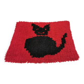 Magnifique tapis suédois rya fait main en laine. Sous forme de tapis avec un motif de chat