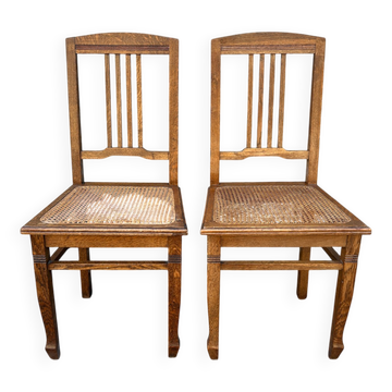 Pair of caned chairs Art Nouveau, 1900