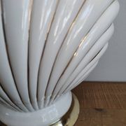 Ceramic and gold metal shell lamp base - vintage