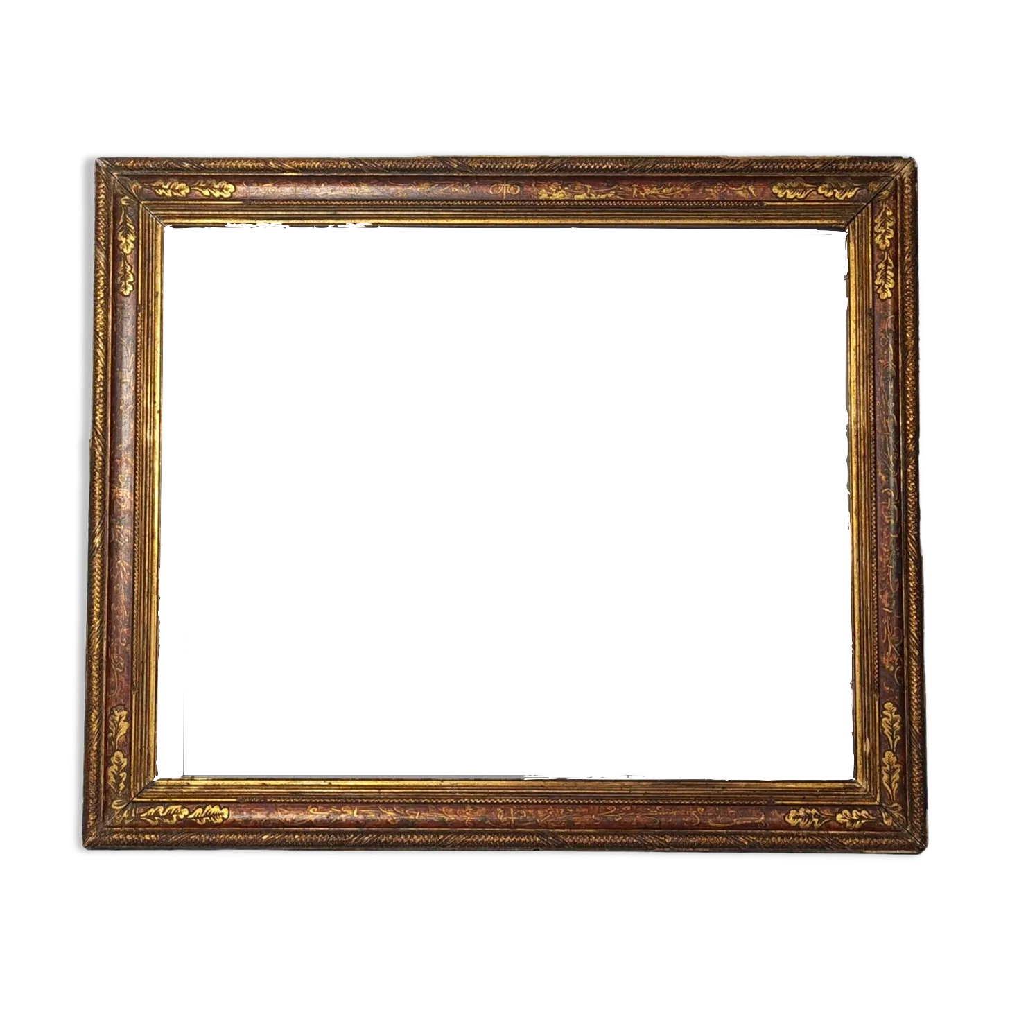 Old Italian frame gilded polychrome wood 47x39 cm, foliage 41x33 cm SB