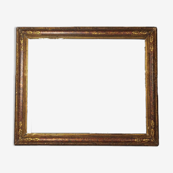 Old Italian frame gilded polychrome wood 47x39 cm, foliage 41x33 cm SB