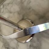 Marble cheese platter and silver metal 1970