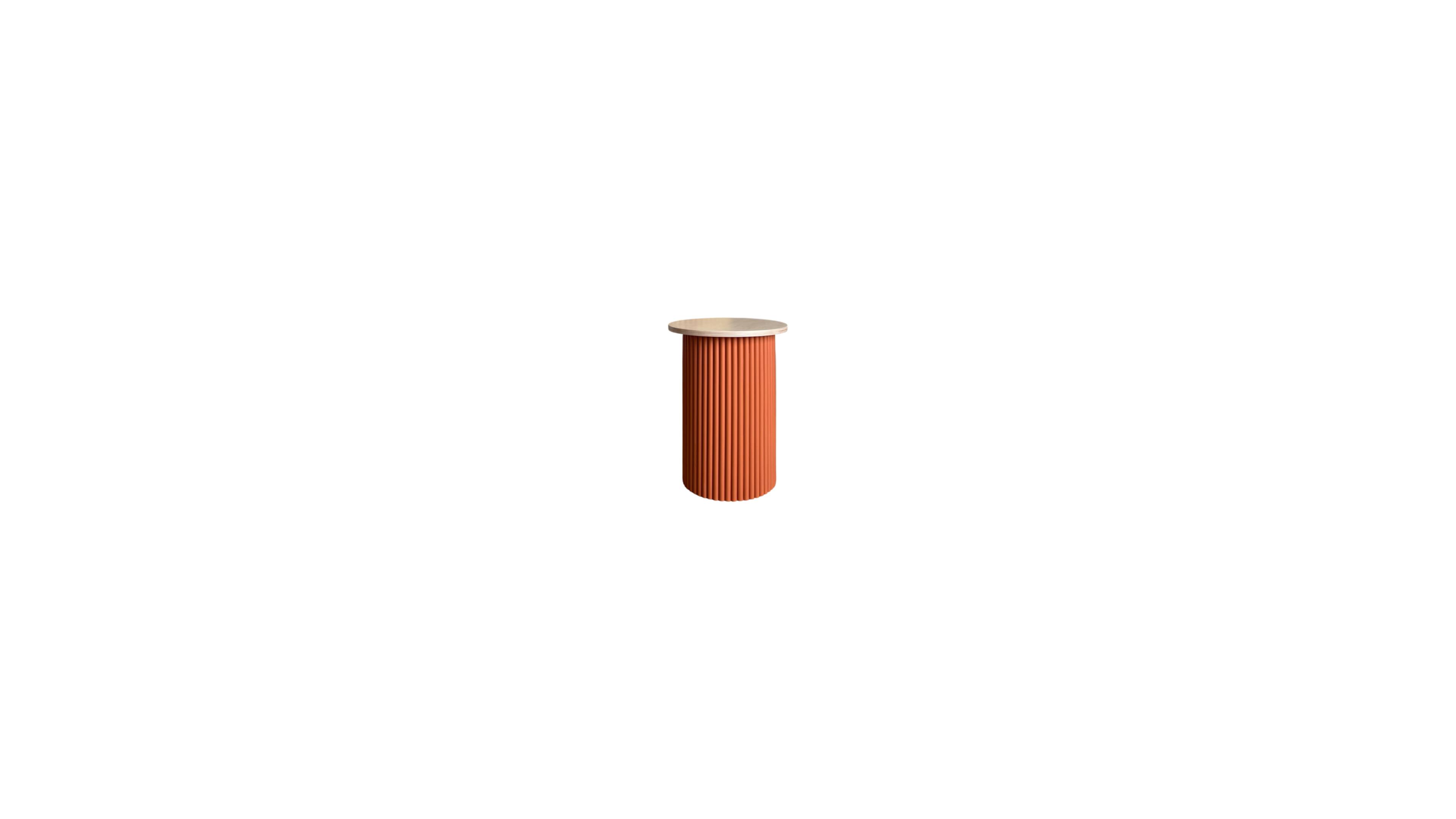 Petite table de chevet bicolore ronde et cannelée