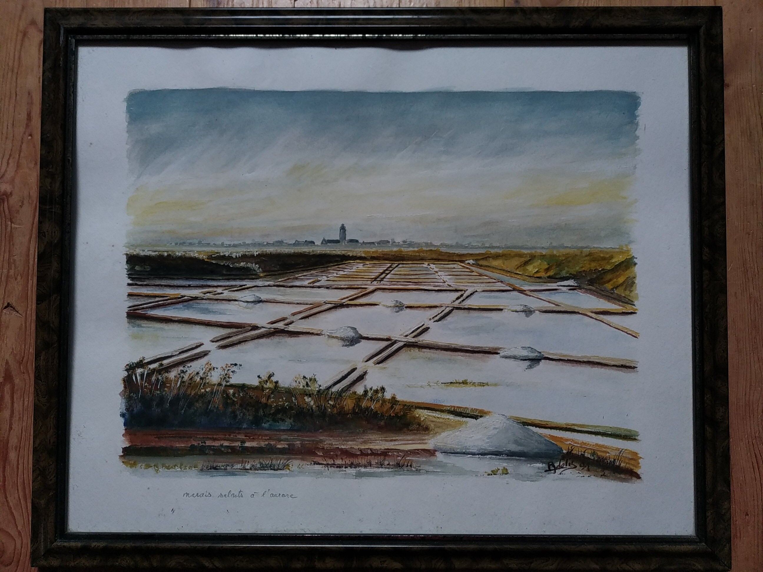 Watercolor " Salt marsh at dawn " . A. Dellis .