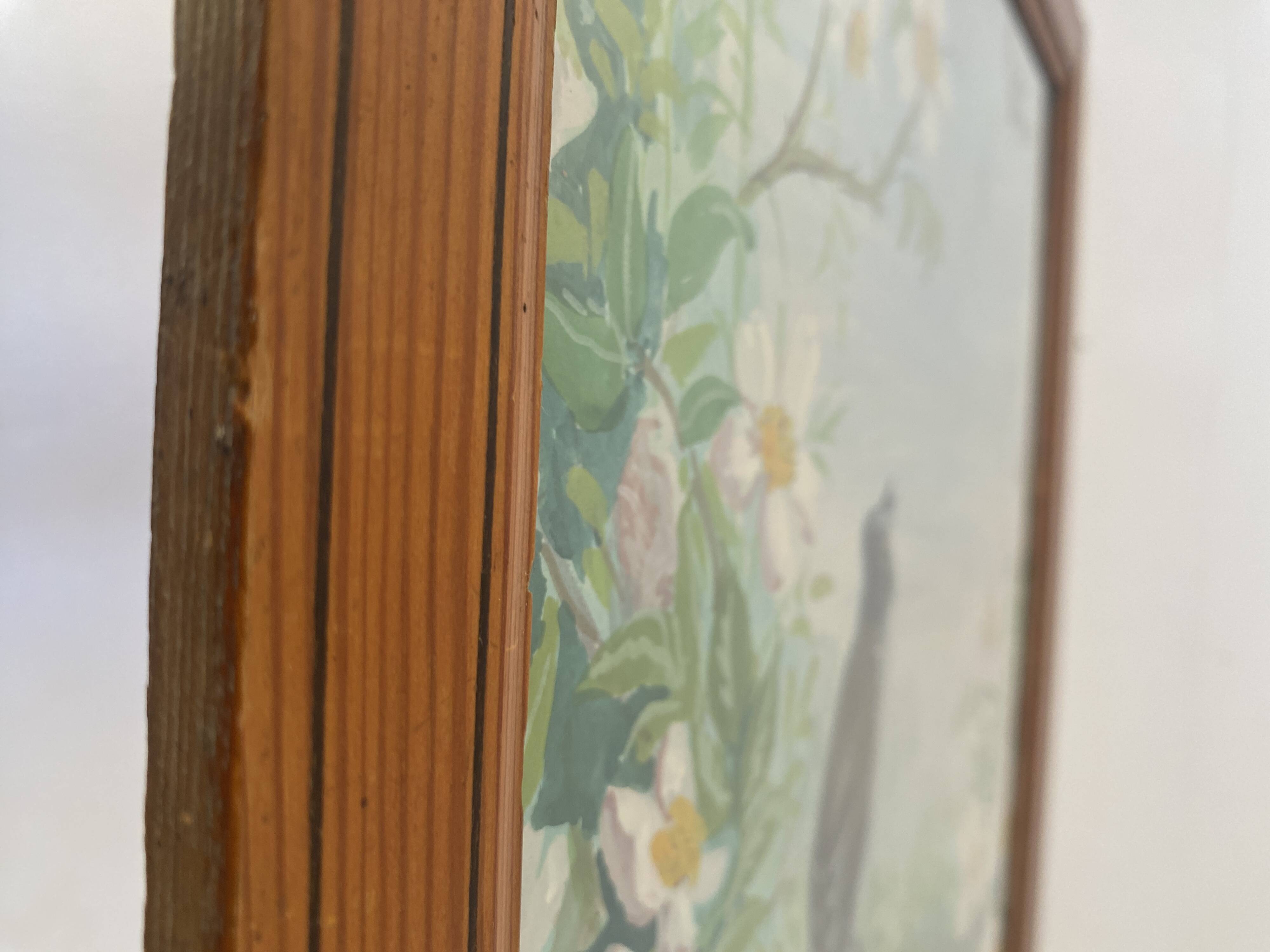 Acrylic drawing and varnished wooden frame